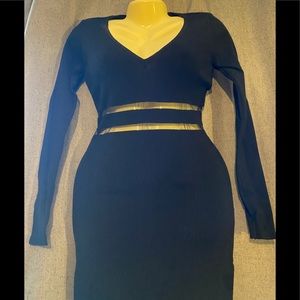 NWT Fashion Nova Long Sleeve Dress w/Sheer Midriff